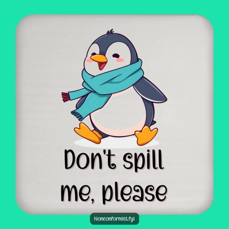 Funny Penguin Scarf Coaster: Hilarious Protection for Surfaces, Perfect Small Funny Gift