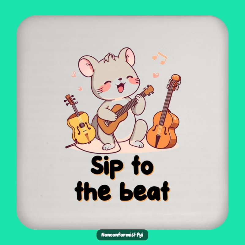 Funny Animal Musician Coaster: Protect surfaces with rhythm, small musical gift.