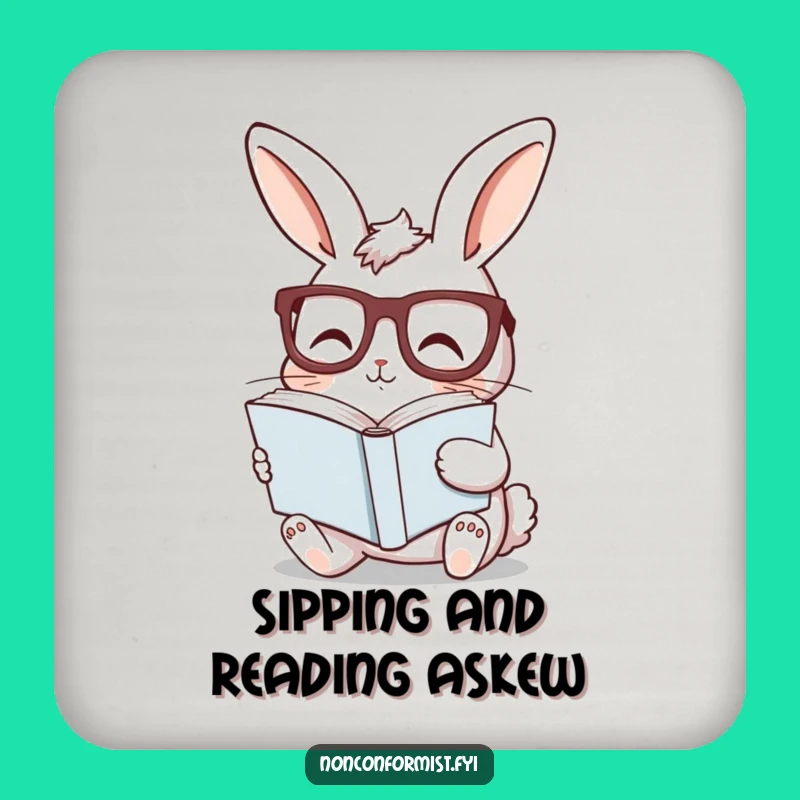 Funny Bunny Reading Coaster - Protect Surfaces with Intellectual and Humorous Style
