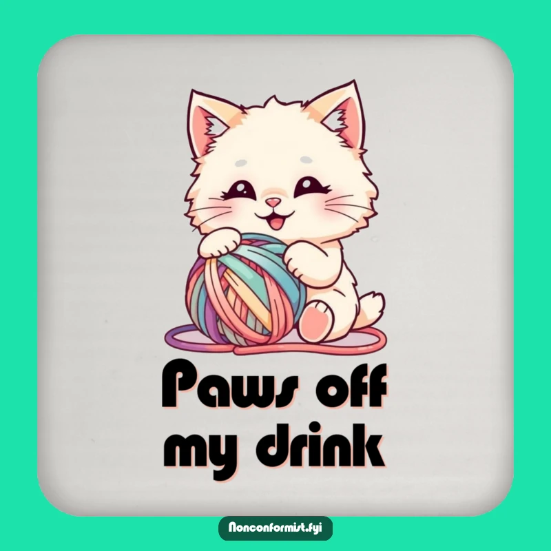 Funny Fluffy Cat Yarn Coasters (Set of X) - Protect Surfaces with Humorous Style