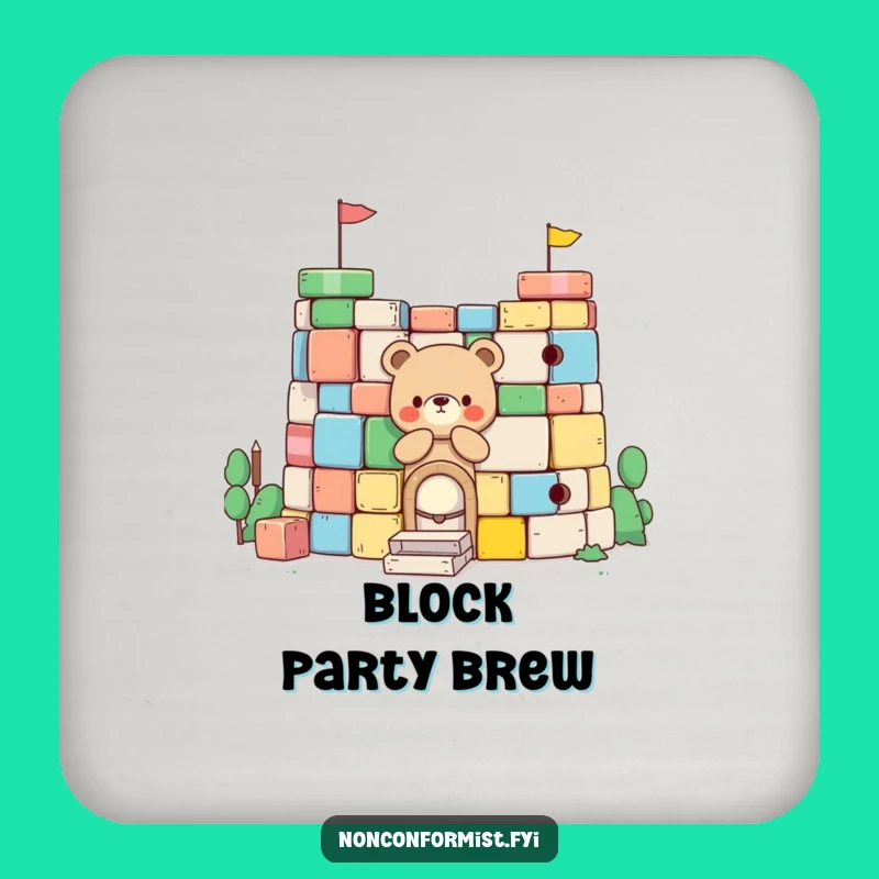 Funny Little Bear Drink Coaster: Protect Surfaces with Forts - Humorous Set