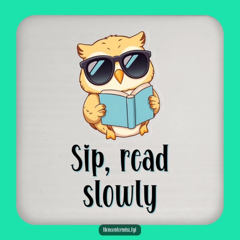 Funny Owl Sunglasses Coaster - Protect Surfaces with Wise Humor