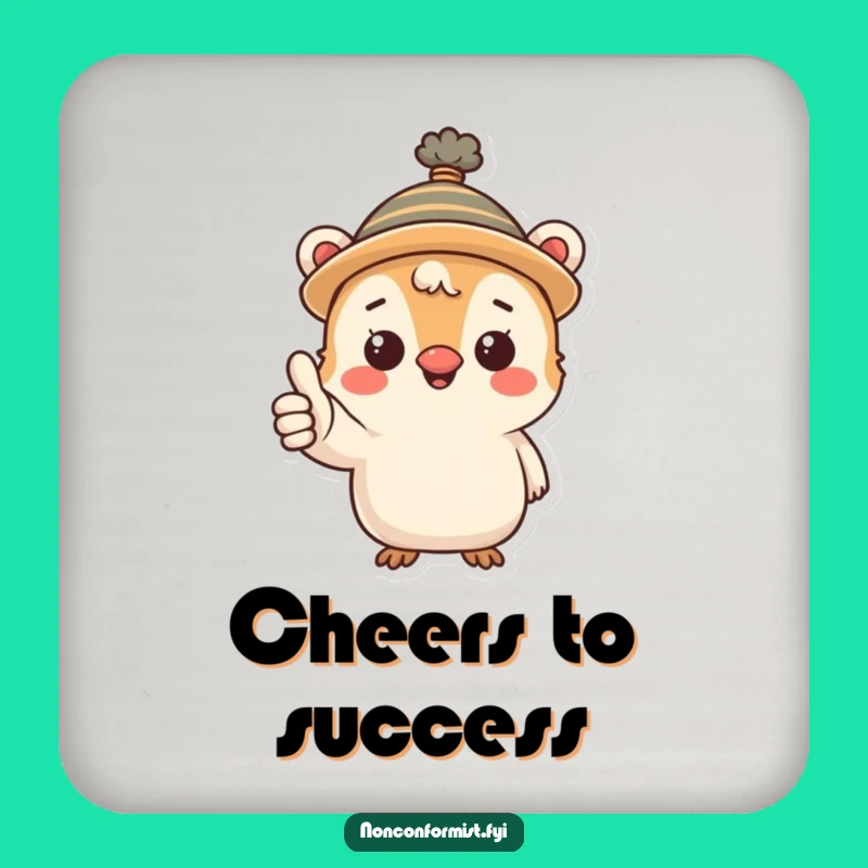 Funny Quirky Hat Creature Coaster: Protect surfaces with style, small cheerful gift.