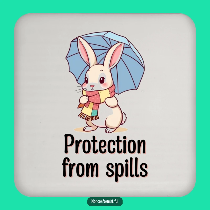 Funny Rabbit Coaster: Protect Surfaces with Patchwork Scarf Umbrella, Unique Funny Gift