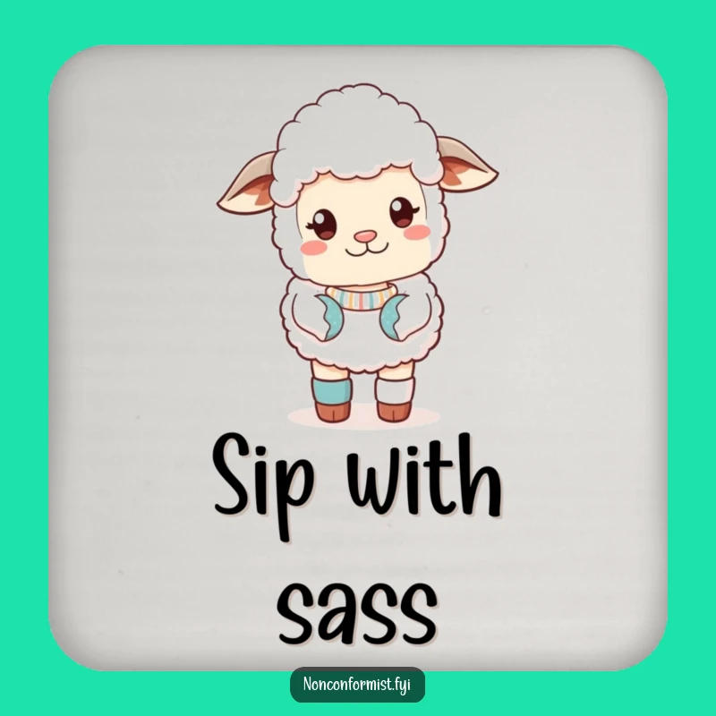 Funny Sassy Sheep Coasters: Protect Surfaces with Style Funny Gift