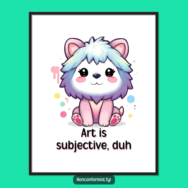 Funny Animal Rainbow Painter Poster: Unconventional Art for a Humorous Space