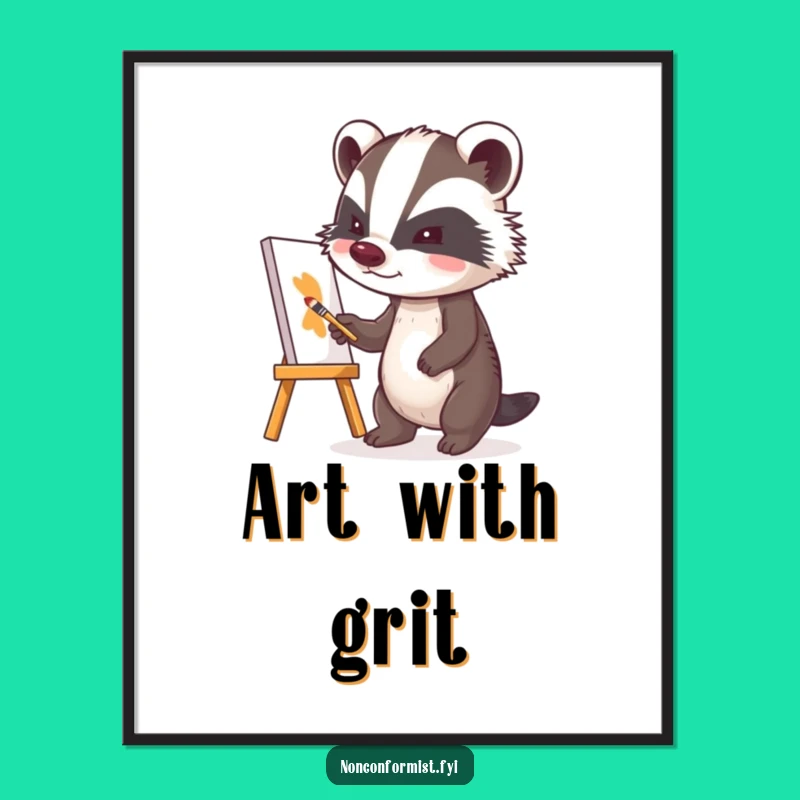 Funny Badger Artist Poster: Quirky Art for Your Studio!