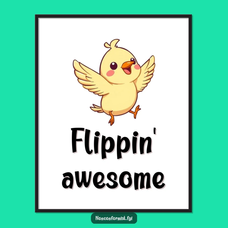 Funny Aerial Bird Flip Poster: Spirited Art, Joyful Gift