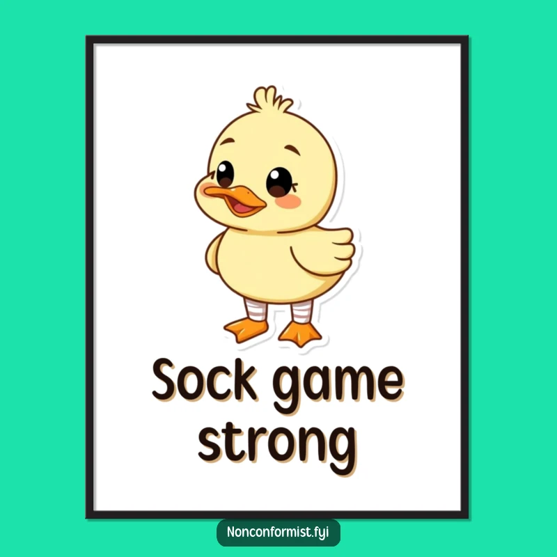 Funny Duck Mismatched Socks Poster: Goofy Art for Your Wall