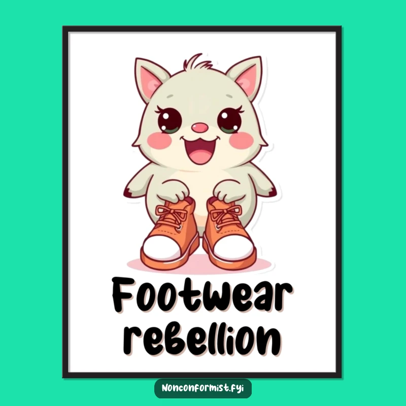 Funny Footwear Folly Poster: Quirky Creature Art, Unique Wall Decor