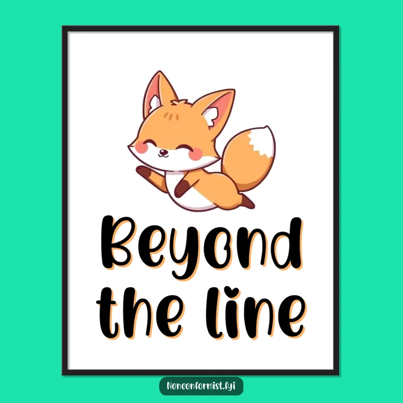 Funny Leaping Fox Poster: Inspirational Art for Free Spirits!