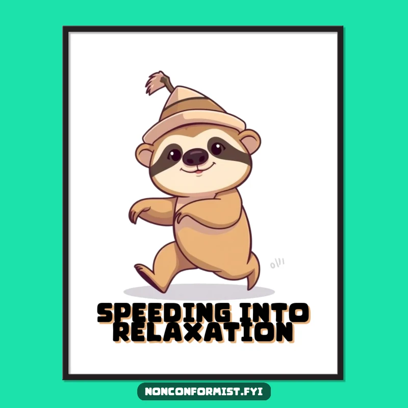 Funny Sloth Hat Speed Walk Poster: Quirky Art, Hilarious Decor for Any Room