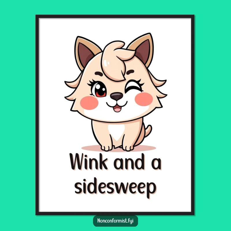 Funny Winkin' Haircut Animal Poster: Decorate with Cheeky Style, Perfect Funny Gift