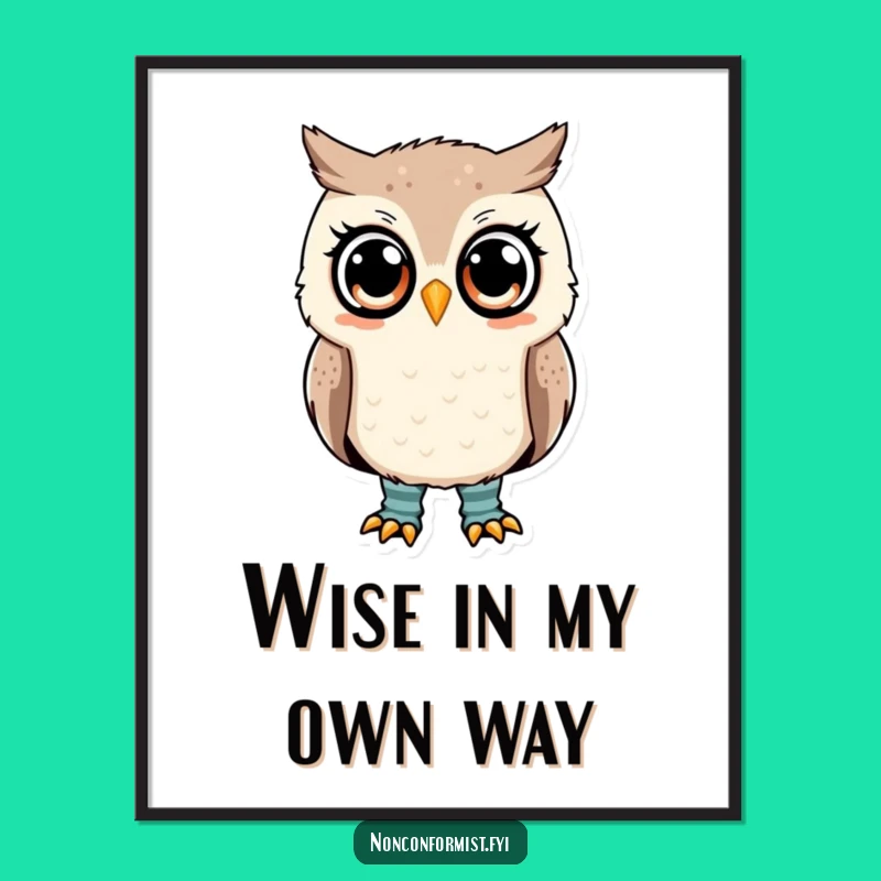 Funny Owl Mismatched Socks Poster: Quirky Wall Art for a Smile!