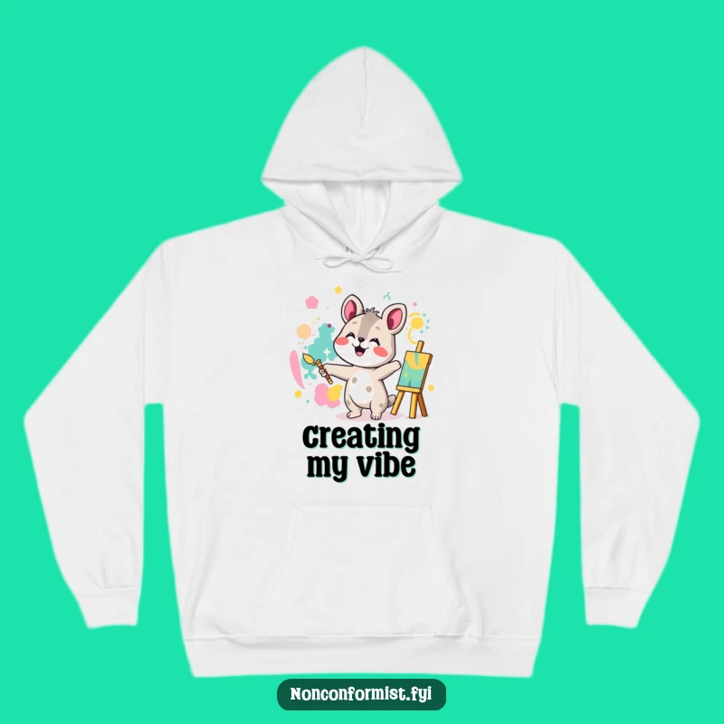 Cozy Funny Creative Animal Painting Hoodie: Joyful Artist Warmth