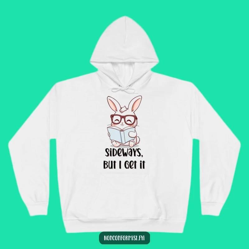 Funny Bunny Reading Hoodie - Cozy Intellectual Rabbit Wear for Chilly Reading Sessions