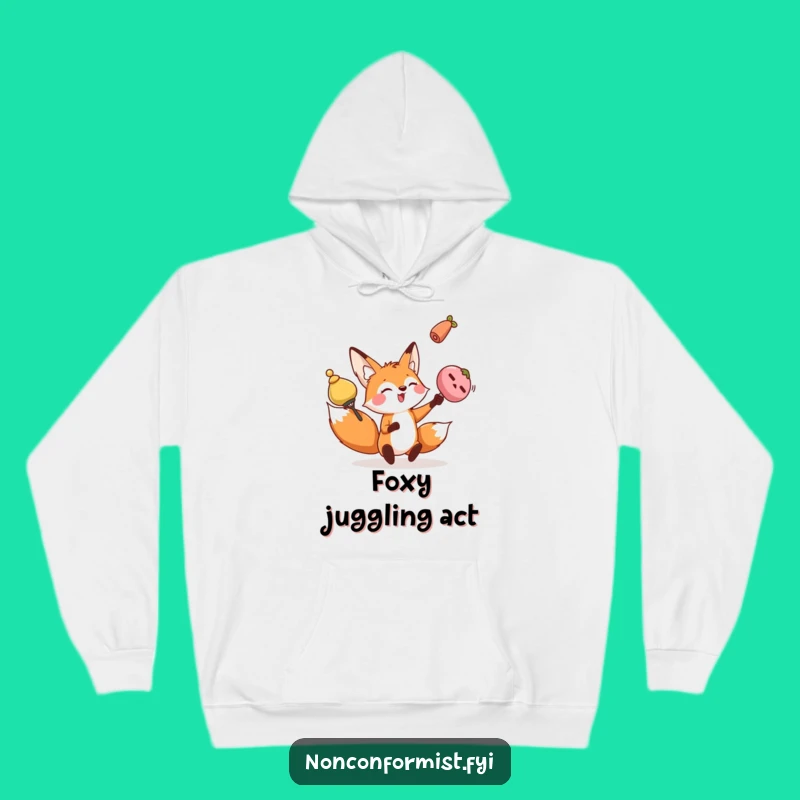 Funny Fox Hoodie: Cozy Juggler, Perfect Warm Gift for Busy Folks!