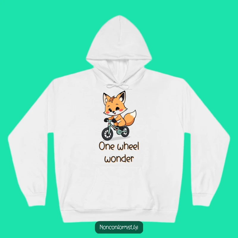 Funny Fox Unicycle Hoodie: Cozy Quirky Character Sweatshirt for Fun Days
