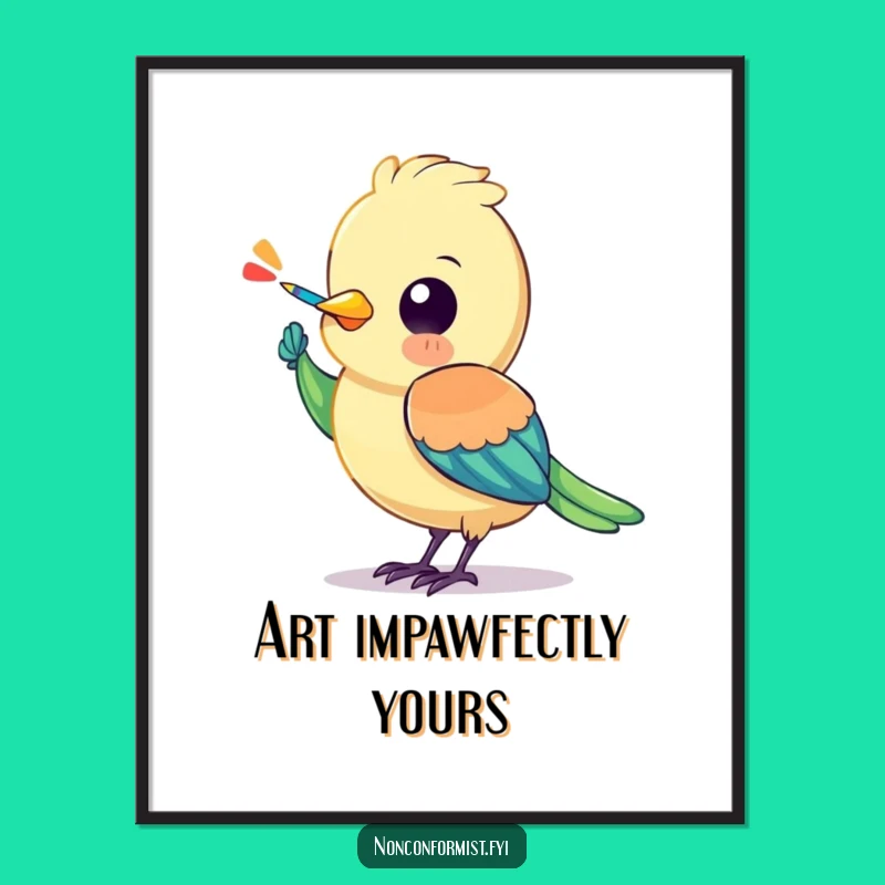 Free Printable Bird Wall Art: Artistic character, perfect funny downloadable gift for creative decor.