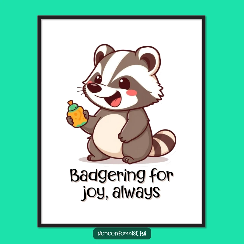 Funny Free Printable Wall Art: Excited Badger Unusual Object Decor