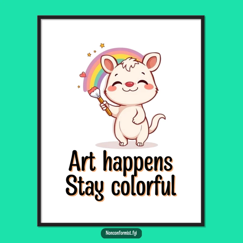 Free Printable Wall Art: Funny Animal Painting Rainbow, Humorous Downloadable Decor!