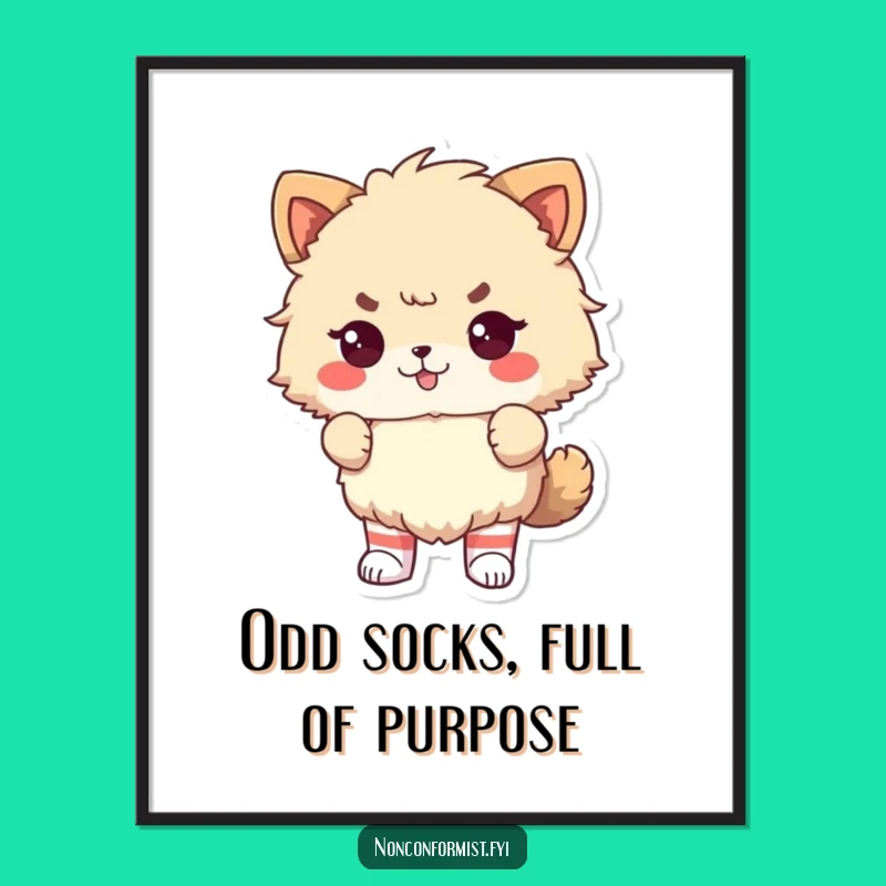 Free Printable Wall Art: Funny Fluffy Animal Odd Socks, Proudly Defiant, Hilarious Home Decor