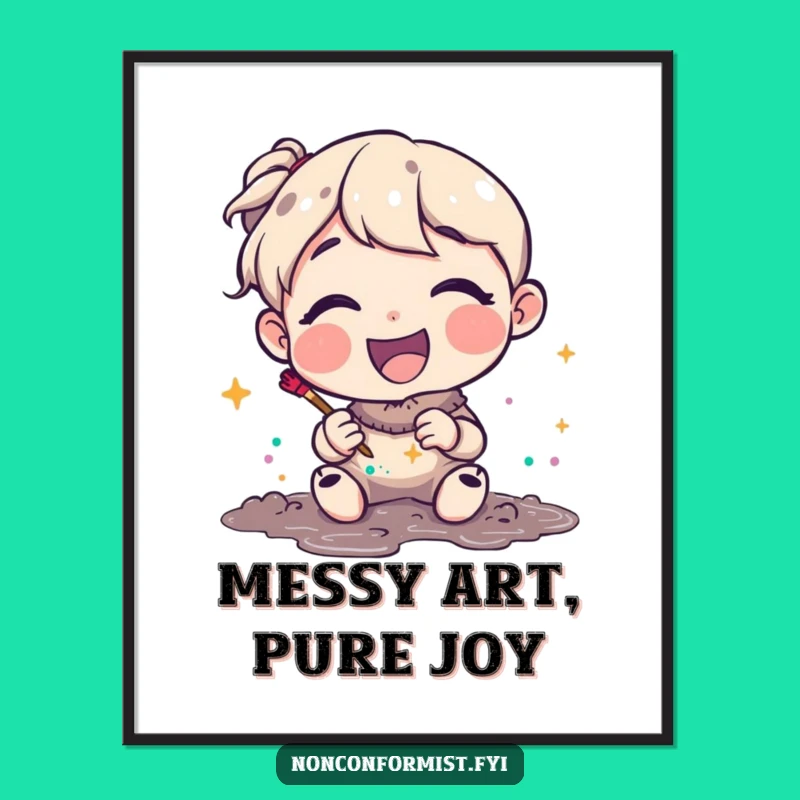Free Printable Wall Art: Happy Artist, Glitter & Mud Art, Funny Downloadable Decor