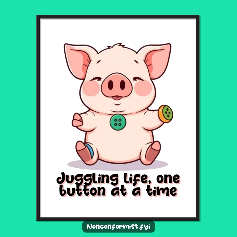 Free Printable Wall Art: Juggling Pig Whimsy, Funny Downloadable Decor