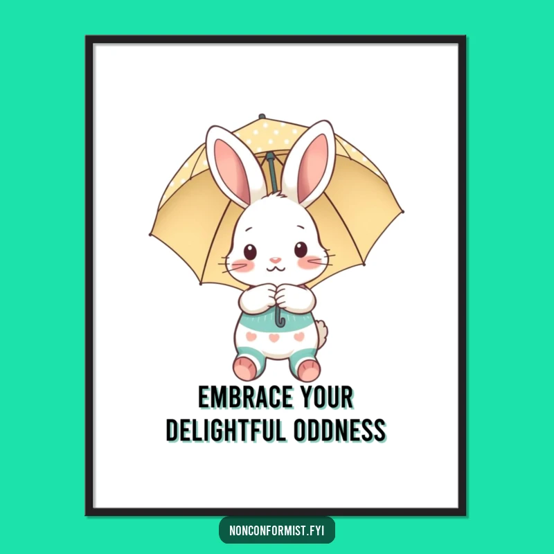 Free Printable Wall Art: Shy Bunny, Whimsical Umbrella, Adorable Downloadable Decor