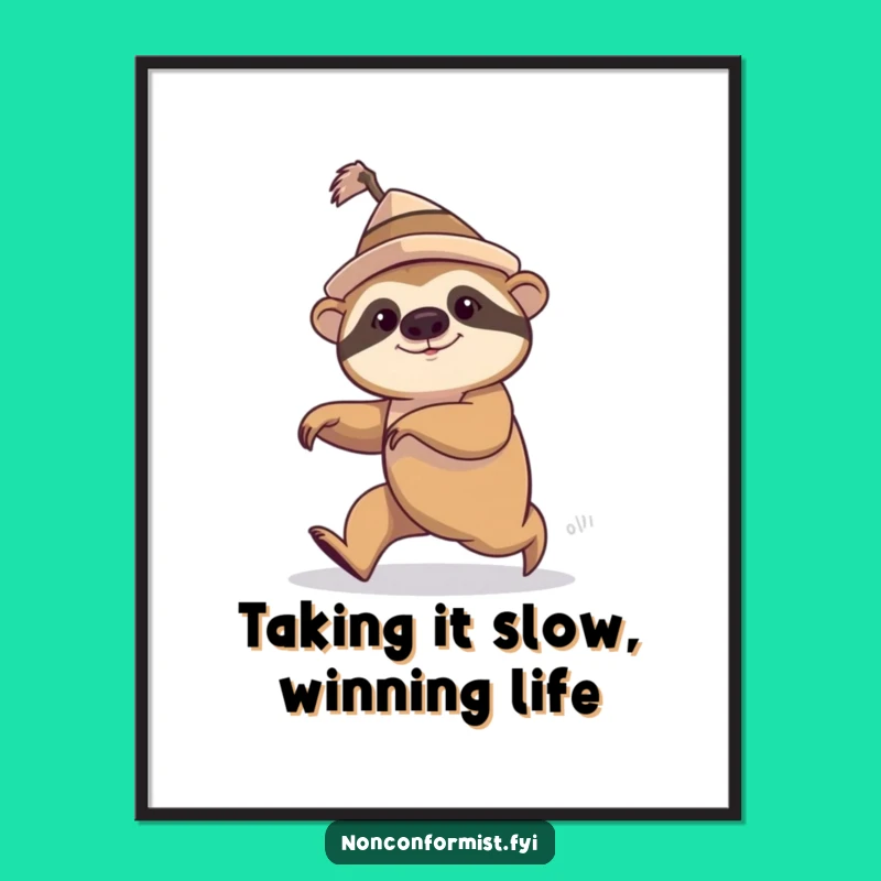 Funny Free Printable Sloth Wall Art: Speed Walking Sloth Art, Hilarious Downloadable Decor Gift
