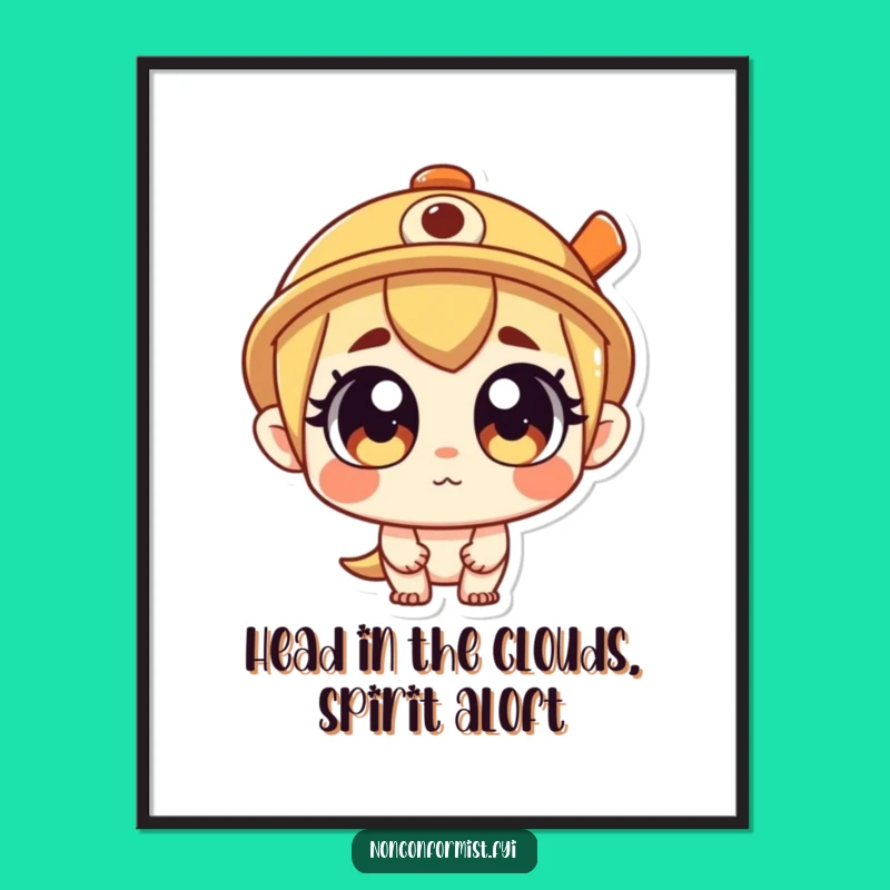 Free Printable Wall Art: Curious Propeller Hat Character, Funny Quirky Downloadable Art for Your Home