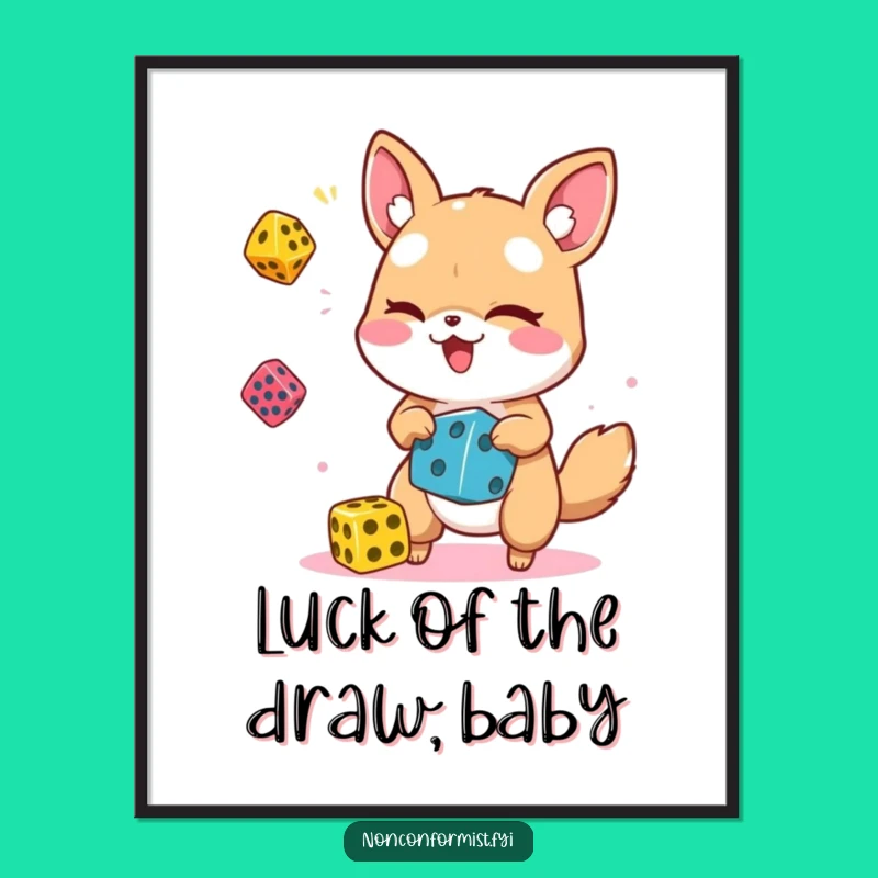 Free Printable Wall Art: Funny Juggling Dice Animal - Quirky Downloadable Decor