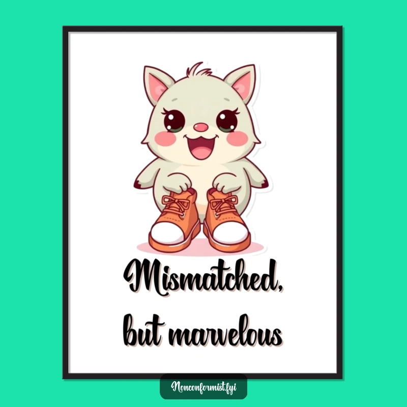 Funny Free Printable Wall Art: Quirky Mismatched Shoes Creature, Humorous Decor
