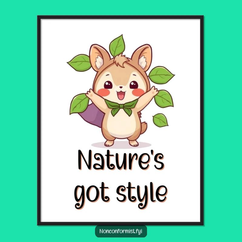 Free Printable Wall Art: Leaf-Cape Animal for a Whimsical Nature Decor