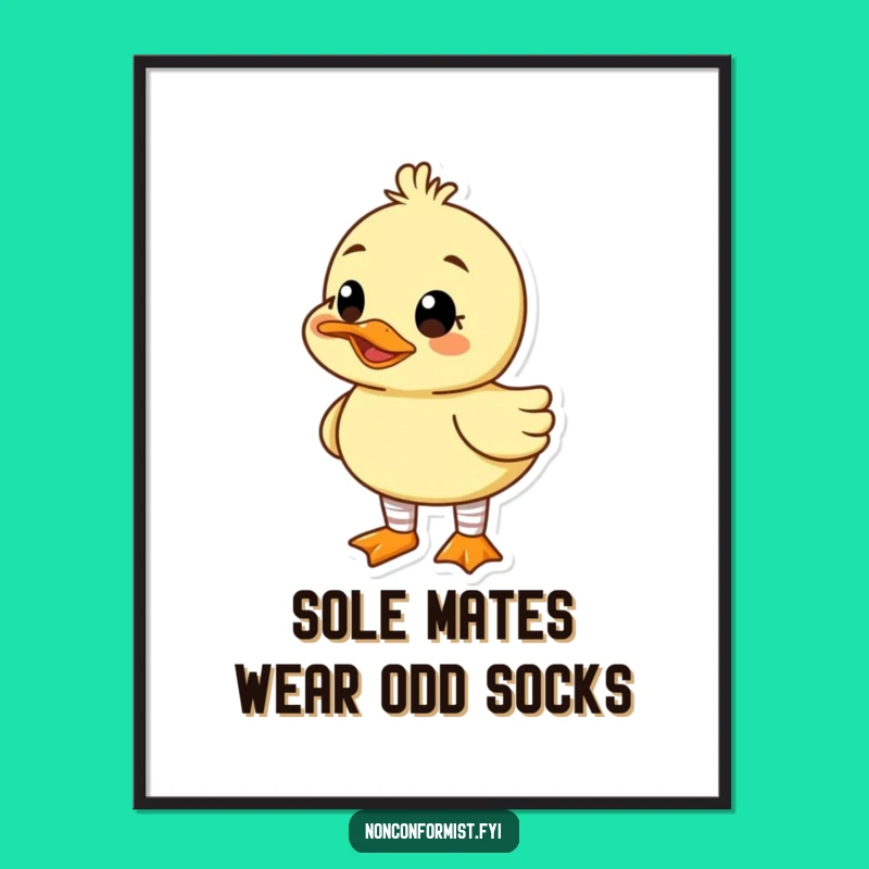 Free Printable Wall Art: Goofy Duck Mismatched Socks, Downloadable Quirky Art