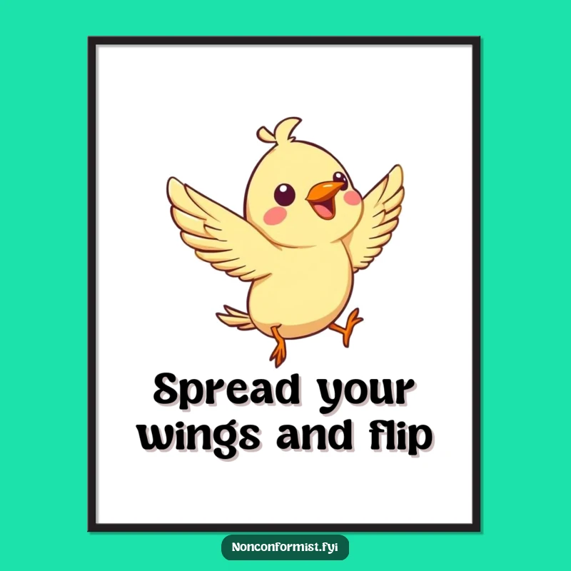 Free Printable Wall Art: Bird's Aerial Flip, Funny Energetic Downloadable Art