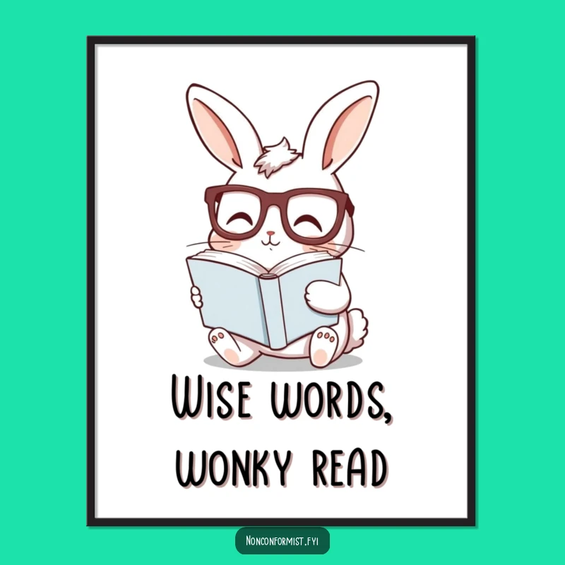 Free Printable Wall Art: Studious Bunny Design for Quirky Downloadable Home Decor