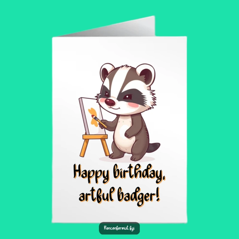 Free Printable Birthday Card: Determined Badger Art - Quirky Funny Downloadable Gift