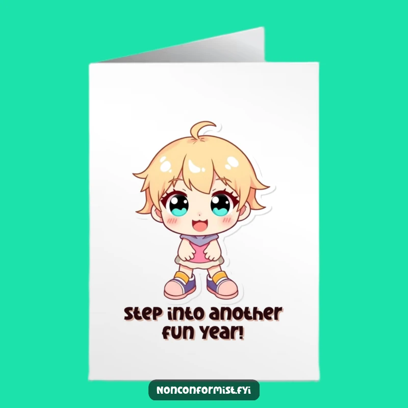 Free Printable Birthday Card: Mismatched Shoes Character - Whimsical Funny Downloadable Gift