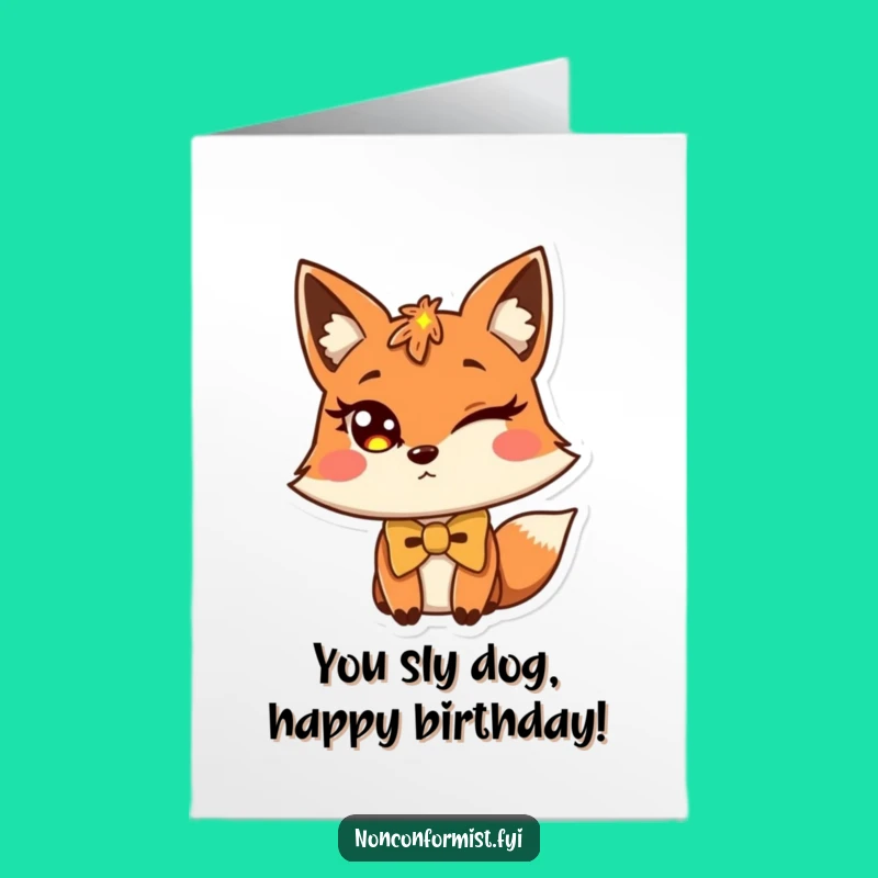 Free Printable Fox Bow Tie Birthday Card: Witty Charm, Downloadable Greeting
