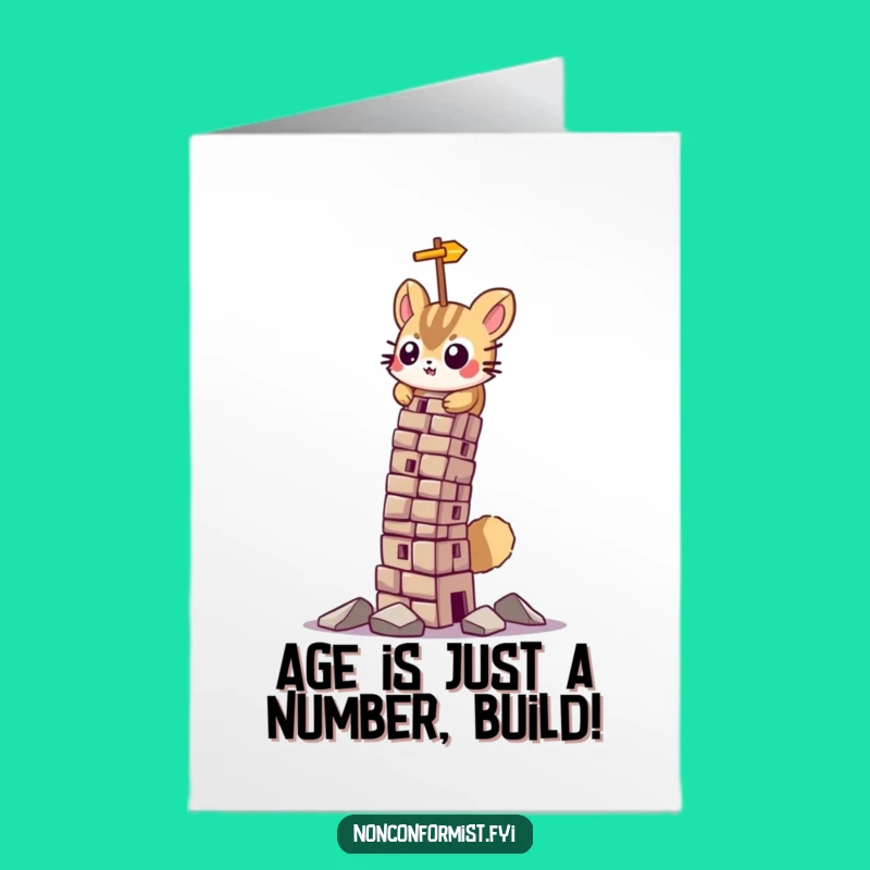 Funny Free Printable Birthday Card: Determined Animal's Tower of Fun!