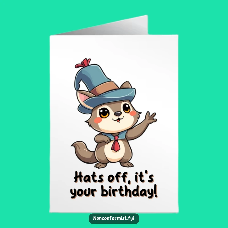 Free Printable Birthday Card: Quirky Hat Animal - Hilarious Downloadable Gift