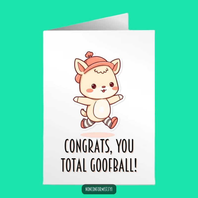 Free Printable Animal Congrats Card: Quirky character, perfect funny downloadable gift for celebrating wins.