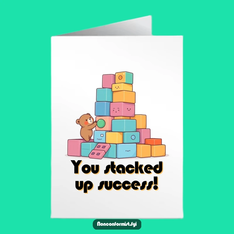 Free Printable Bear Congrats Card - Funny Building Downloadable Gift for Master Builders