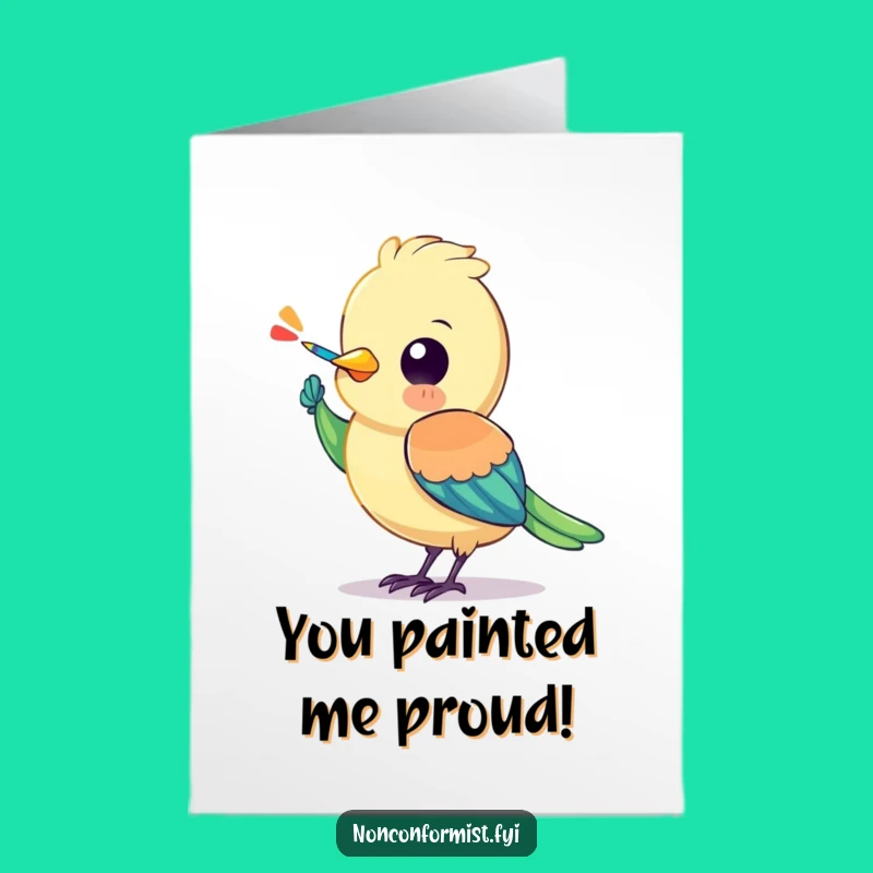 Free Printable Bird Congrats Card: Artistic character, perfect funny downloadable gift for celebrating achievements.
