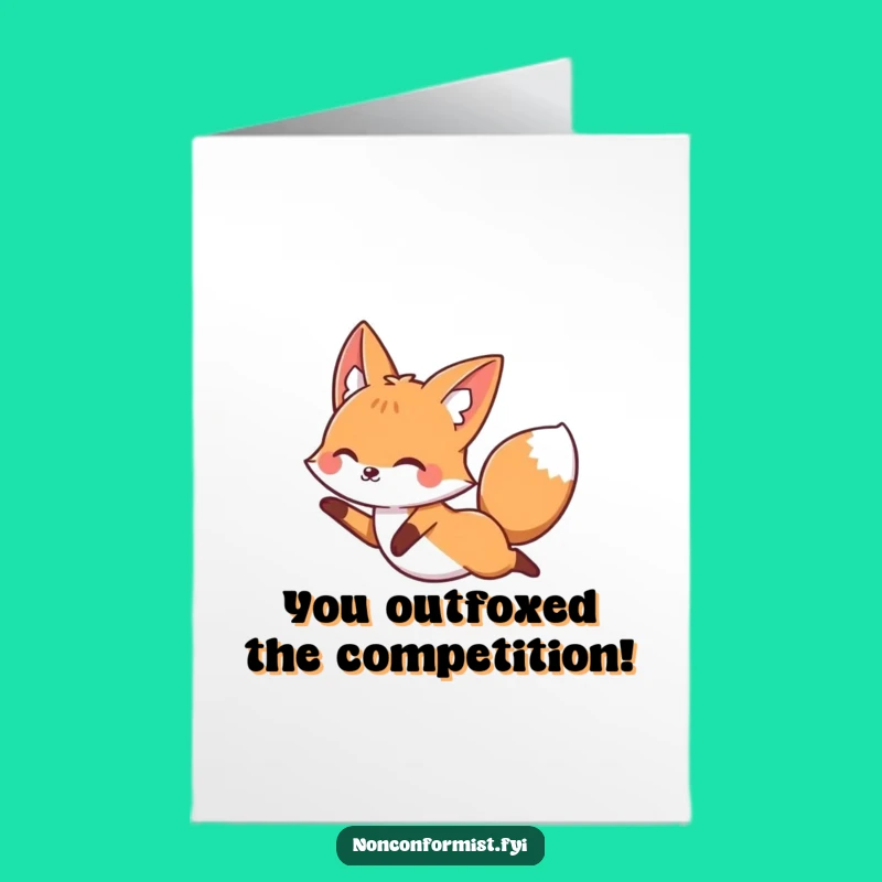 Free Printable Congrats Card: Fox Defies Lines - Playful Downloadable Achievement Gift