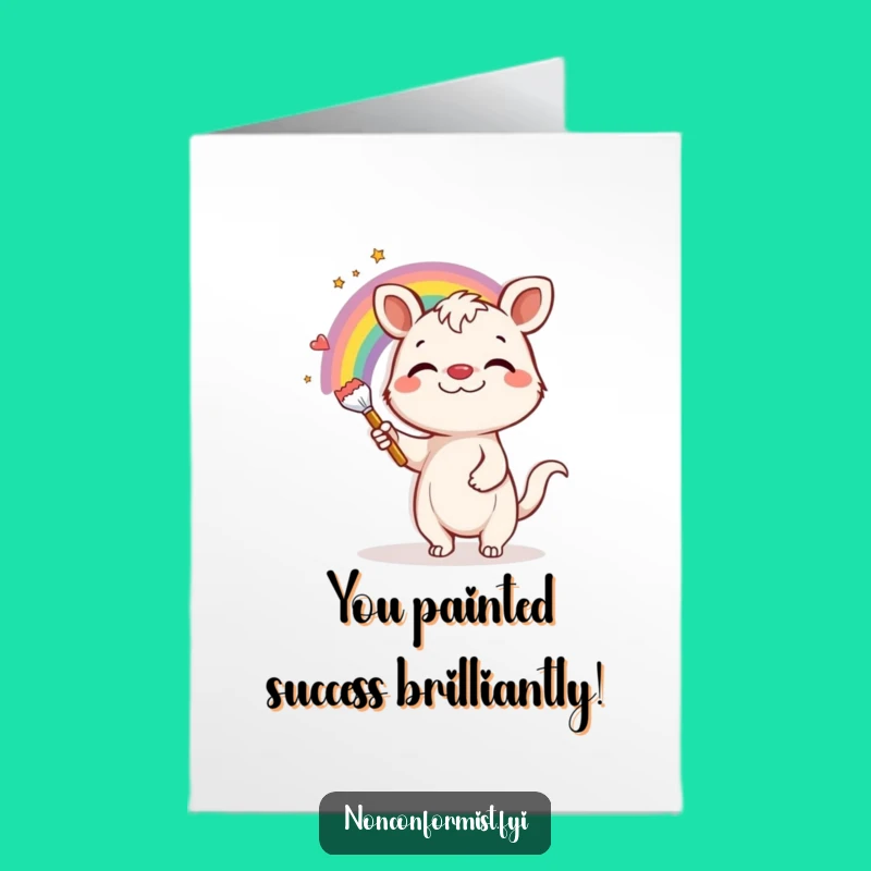 Free Printable Congrats Card: Funny Animal Painting Rainbow, a Cheerful Downloadable Gift!