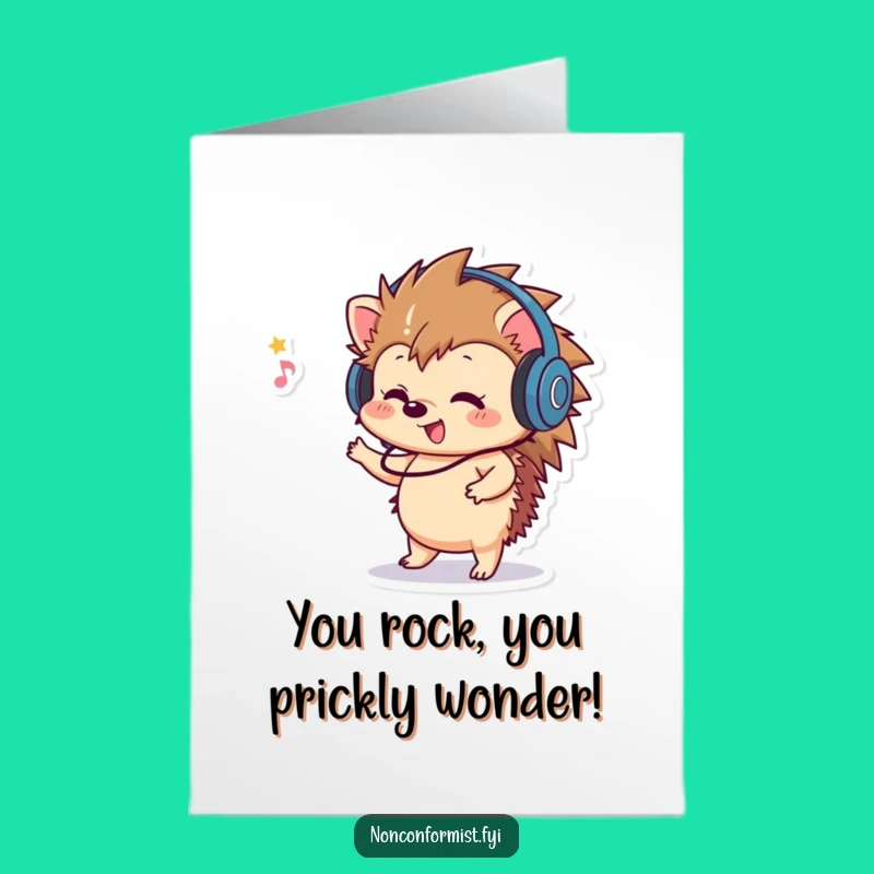 Free Printable Congrats Card: Groovy Hedgehog Dancer - Hilarious Downloadable Gift