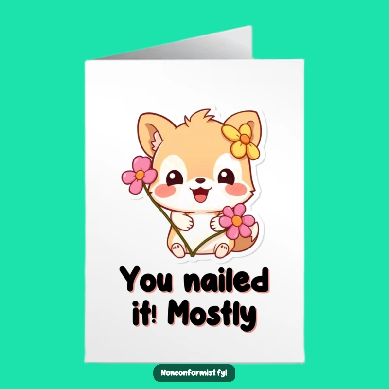 Free Printable Congrats Card: Mismatched Flower Animal, A Humorous Downloadable Celebration