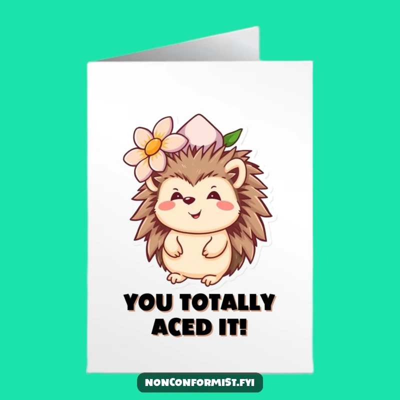 Free Printable Congrats Card: Whimsical Hedgehog Hat Design for a Funny Downloadable Congratulations